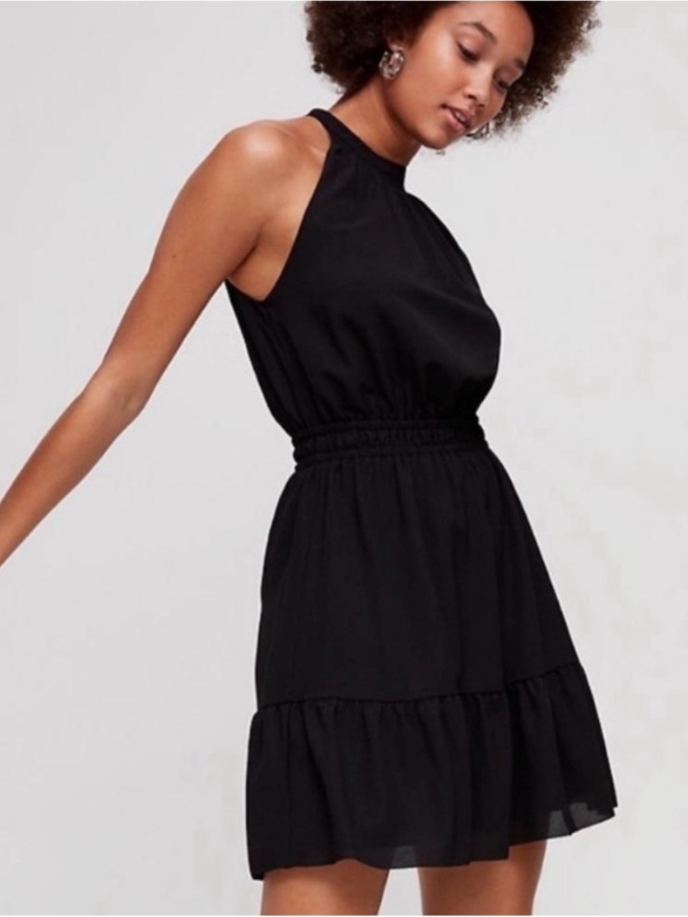 Aritzia Wilfred Effet Black Halter Mini Dress Size M